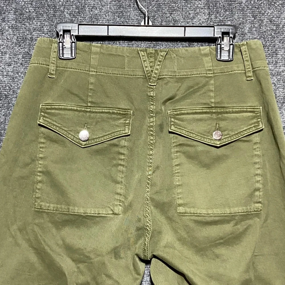 Veronica Beard Arya Straight Leg Crop High Rise Pants Army Green 28 Utility